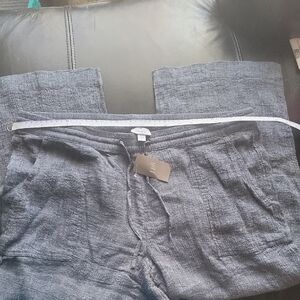 Purejill J. Jill Pants Linen Blend Stretch Pull On Blue-grey XL NWT